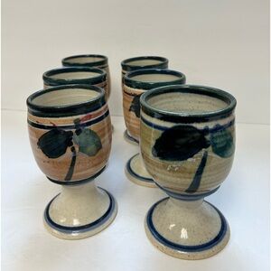 Studio Art Pottery / Set of 6/ Hand Thrown/ water-Wine Goblets / NWOT/ STUNNING